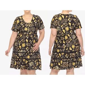 White Mark Women's Floral Short Sleeve Knee Length Dress 3XL